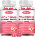 (2 Pack) Magnesium Glycinate Gummies-Magnesium Glycinate 500 מ"ג, Magnesium Complex תוסף עם Potassium, ויטמיןD, B6 עבור Calm, Sleep &Stress Relief-Sugar חינם, 120 Peach Magnesium Gummies חניכיים