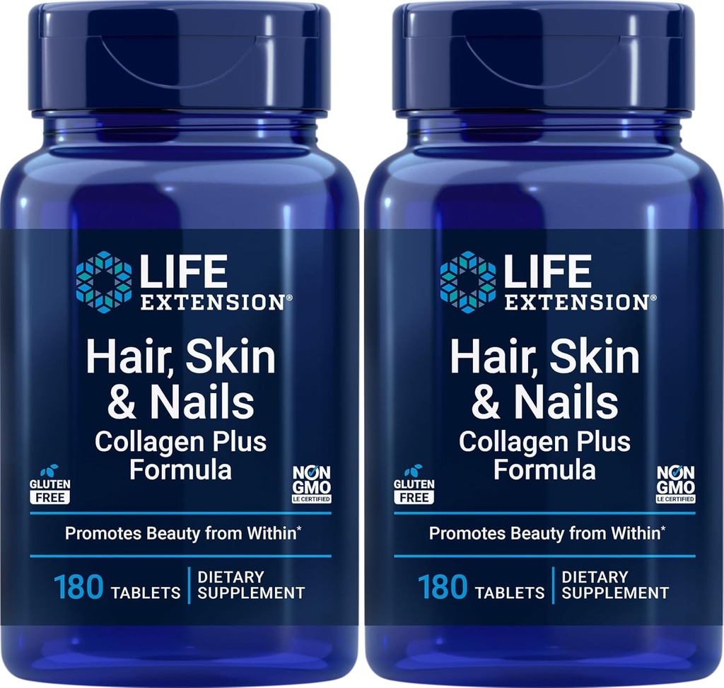 Life Extended Hair, Skin & Nails Collagen Plus Formula, 180 טבליות (Pack of 2)