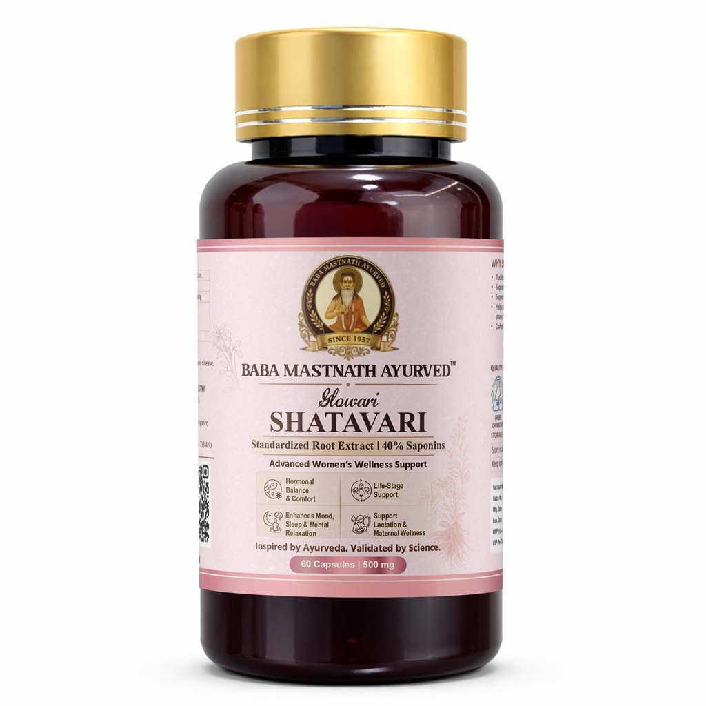 Shatavari Capsules for Women | 500mg Extract, 40% Saponins | Lactation Support, Breastfeeding Mother Supplement, Hormonal Balance, PMS & Female Wellness | 60 Vegan Capsules