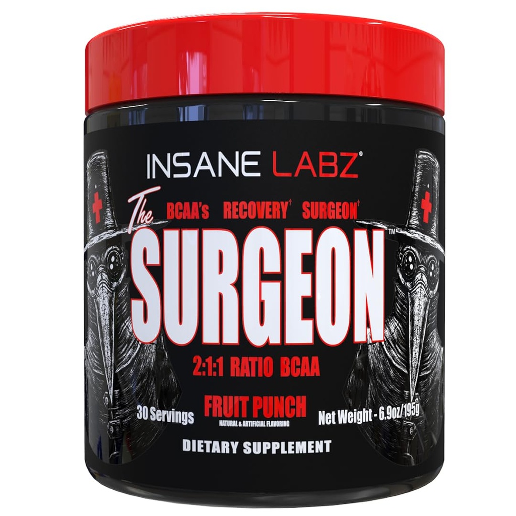 Insane Labz The Surgeon BCAA Recovery אבקת - חבילת Amino Acid Post Workout לשתות עבור שריר התאוששות - 30 Srvgs (30 משרתים (Pack of 1), פירות)