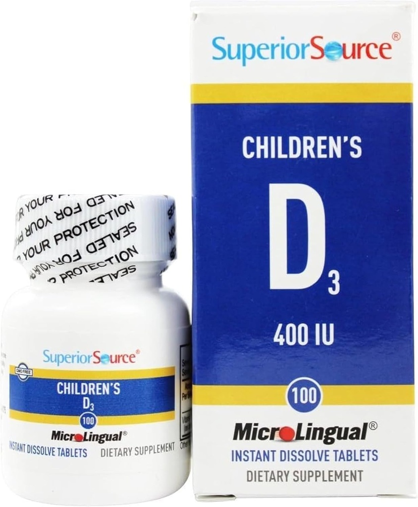 ויטמין D3 400 IU - שיניים, Bone & Immune Support Supplement for Kids - Non-GMO - 100 טבליות ללא פתורות