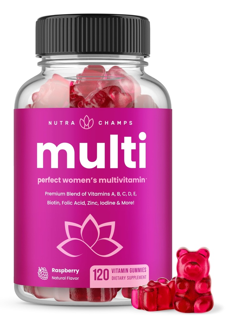 NutraChamps Multivitamin for Women, 120 Count, Vitamins A, B, C, D, E, Biotin, Folic Acid, Womens Gummy Multivitamins, Chewable Daily Multi Gummy Vitamins for Women