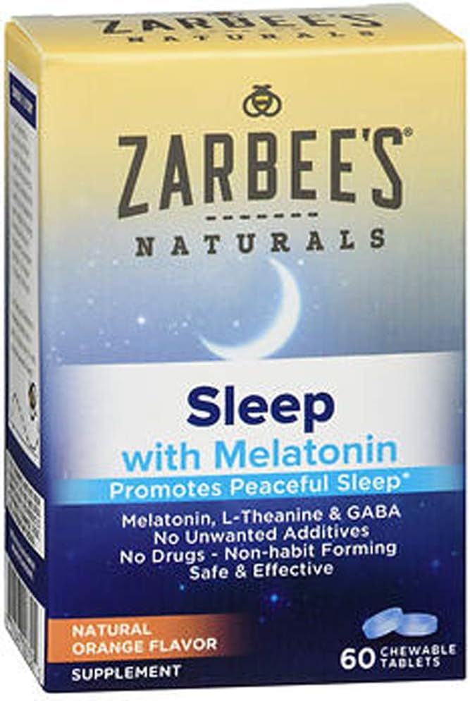 זרבי's Naturals Sleep Melatonin, Orange Flavor, 60 טבליות Chewable (Pack of 2)