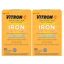 ויטמין Vitron-C Iron Supplement, Once Daily, High Potency Iron Plus ויטמין C, תומך בהפקת Red Blood Cell, Dye Free Tablets, 60 Count, 2 Pack
