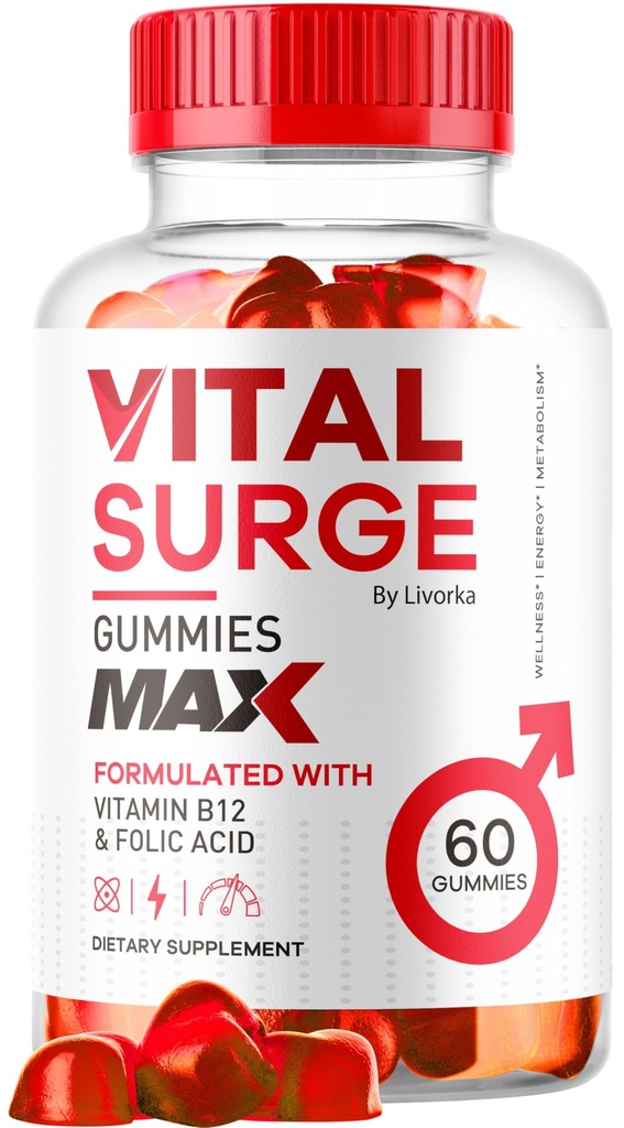 Vital Surge - Vital Surge for Men Gummies, Vital Vita Surge מקס כוח מקסימלי 1050 MG, VitalSurge תוספת תמיכה חניכיים מתקדם פורמולה, Premium Gomitas (60 מסטיקנים)
