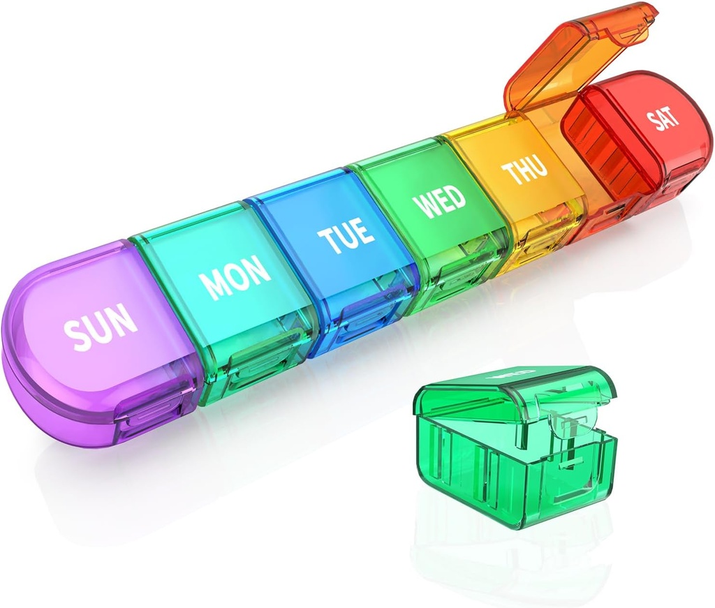 מארגנת גלולות שבועיות גדולות, Acedada Detachable Pill Box 7 Day, Portable Travel Daily Medicine PillPSKer, Pill Container 1 Time A Day, ויטמין Case Holder for Drug Supplement, RB