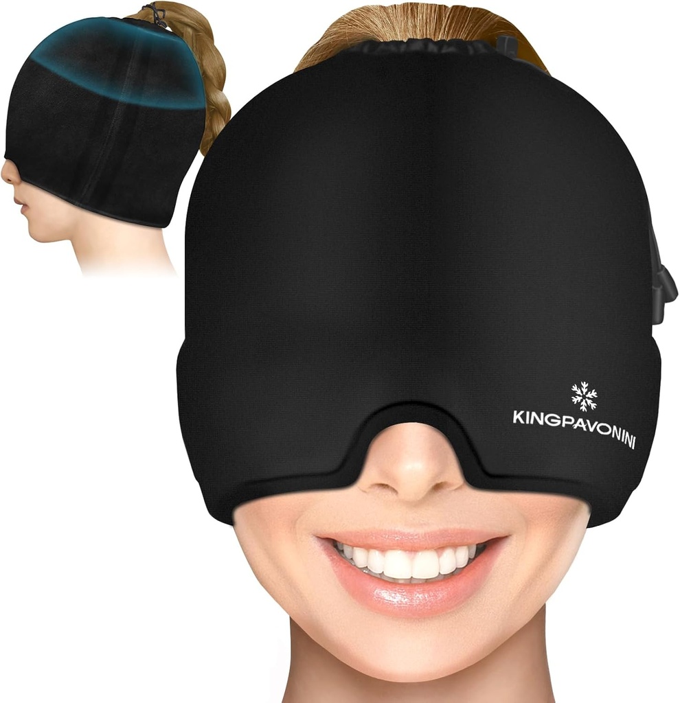 גל Ice Migraine Head Relief Cap, מתואם Headache Cap Migraine עם איפור כל הראשים, Cold Compression Migraine הקלה Cap for Tension, Stress, Sinus, Puffy Eyes, Hot/Cold Therapy