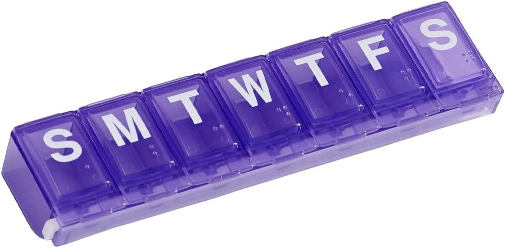 EZY DOSE Weekly (7-Day) Pill Planner, Medicine Case, הויטמין מארגנת Box, השוואת מנעולים גדולים לתרופות מרשם מאובטחות ומניעה ספלת תאונות, סגול