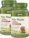 GNC Herbal Plus Milk Thistle 1300 מ"ג, Twin Pack, 120 קפסולות לבקבוק, תומך בתפקוד Liver בריא