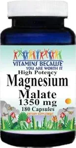 High Potency Magnesium Malate 1350 מ"ג 180 קפסולות תזונה תוספת מנהרות בגודל 3 קפסולות