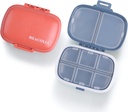 MeACOLIA 2 Pack 8 השוואתי Travel Pill Organer Box Moisture Proof Small Pill Case for Pocket Purse Daily Pill Holder Container for Medicine (Dark Blue & Red)