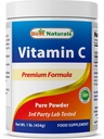 Best Naturals 100% Pure ויטמין C אבקת 1 lb (454 גרמים) אבקת אבקה (Also נקרא Ascorbic Acid)