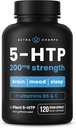 NutraChamps 5-HTP 200 מ"ג, 120 קפסולות טבעוניות, Pure 5HTP 100 מ"ג פלוס Co-Factors ויטמין B6 & ויטמין C