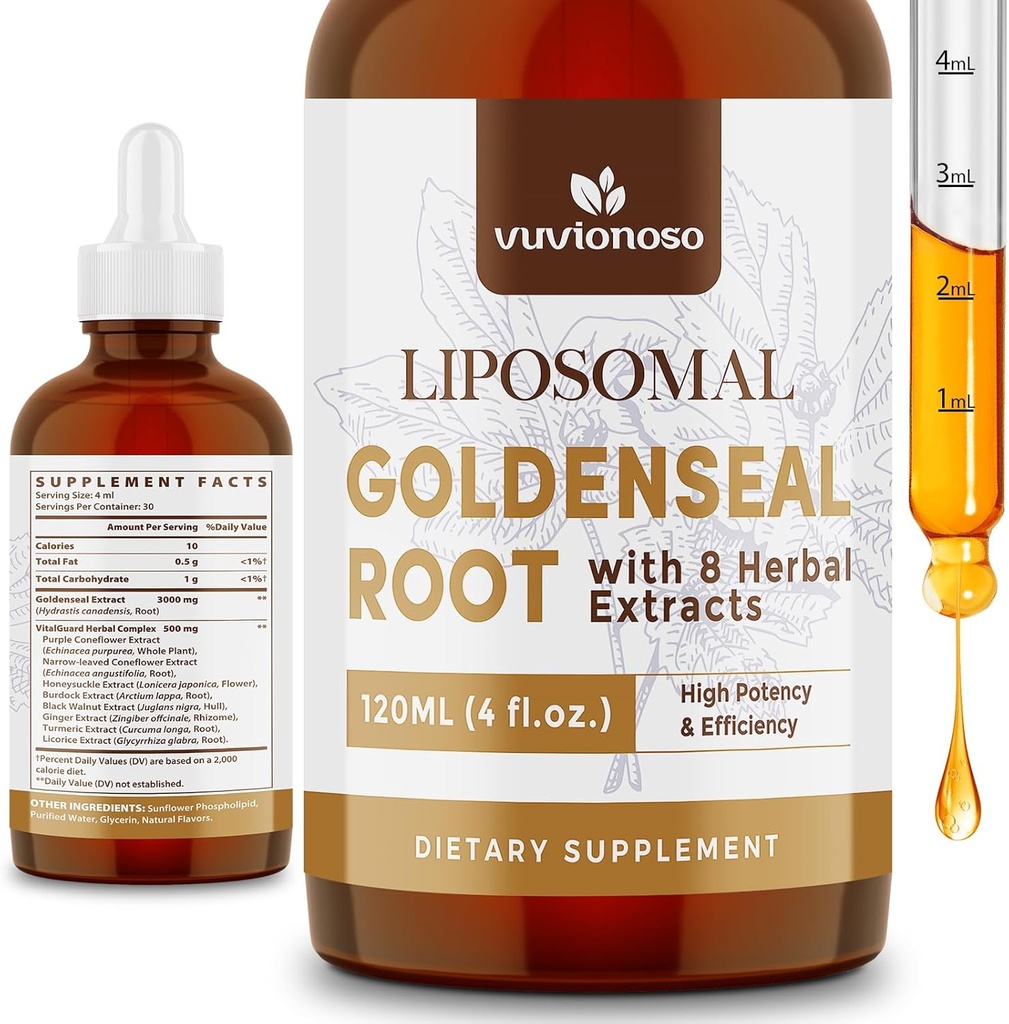 Goldenseal Root Extracting 3000 מ"ג עבור Immune ו- Respiratory Wellness - Fast Absorbing
