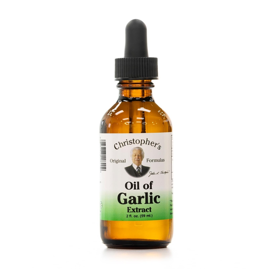שמן הפורמולה המקורי של כריסטופר של Garlic Extract 2 Ounces - Pack of 1 - Premium Herbal Supplement - Cold-Pressed & Pure Liquid Garlic Oil