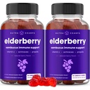 NutraChamps Elderberry Gummies, Sambucus Elderberry חניכיים למבוגרים וילדים, ויטמין C, Propolis & Echinacea, מקס כוח Immune תמיכה חניכיים, טבעי ברי פלאמור, 120 מסטיקנים (Pack של 2) (Pack of 2), Propolis & Echinacea, מקס כוח Immune תמיכה מגמימים, טבעי ברי פלאמור, 120 חניכיים (Pack of 2)