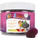Purify Life Sugar-Free Kids Elderberry Gummies עם ויטמין C & Zinc - Daily Immune Support Supplement for Children, Sambucus Antioxidant, טבעוני, 60 Ct