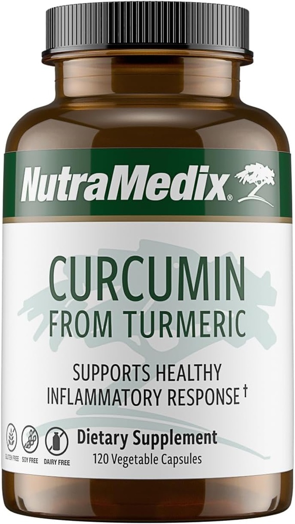 NutraMedix Curcumin - 500mg Turmeric קפסולות - מקדם תגובה דלקתית בריאה, מערכת החיסון, המוח, הלב והחיה תמיכה (120 קפסולות)