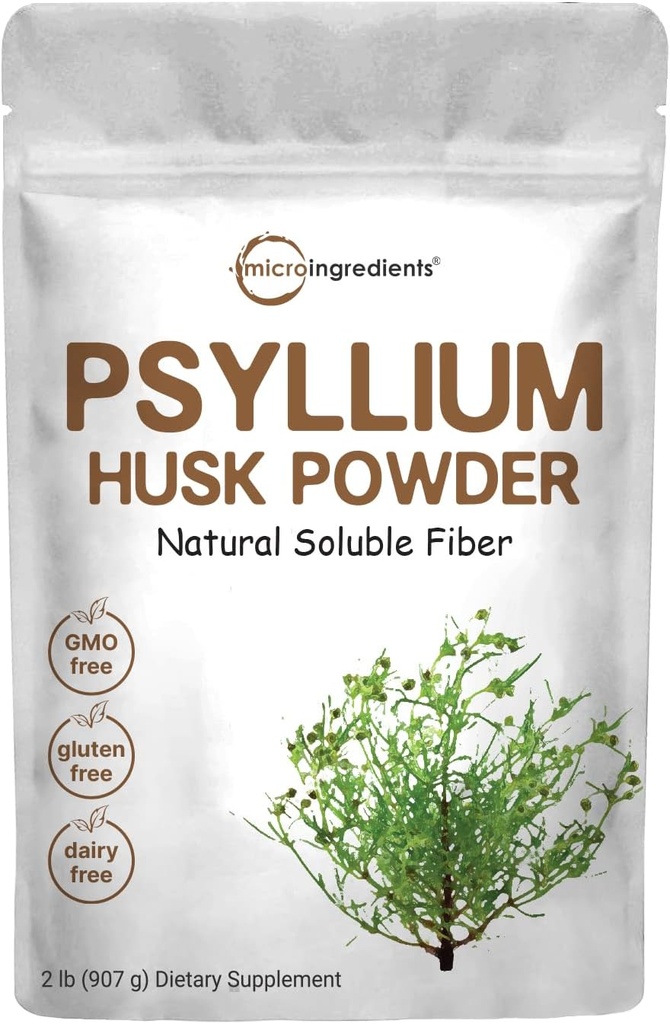 Micro Ingredients Psyllium Husk אבקה, 2lbs (32oz) | Daily Soluble סיבים תוספי | India Origin | Natural Prebiotics & Probiotics | תמיכה בבריאות העיכול