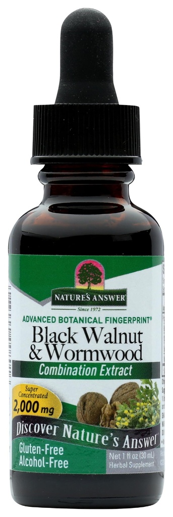 Natures תשובה Black Walnut ו Wormwood 1 oz 30mL 200 מ"ג. לחלץ, נוזל, פרומוט עיכול, ג'יסרן וטיהור מים