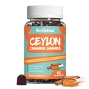 סוכר חינם Ceylon Cinnamon Gummies 2000MG, תוסף Cinnamon עם Chromium ו Cinnamon Bark, טבעוני, Non-GMO, Gluten Free, 60 מסטיקים
