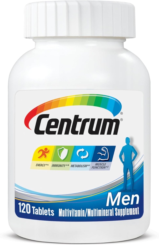 Multivitamin לגברים, Multivitamin / Multimineral תוספת עם ויטמין D3, ויטמין B ואנטיoxidants, Gluten Free, non-GMO Ingredients - Count 120
