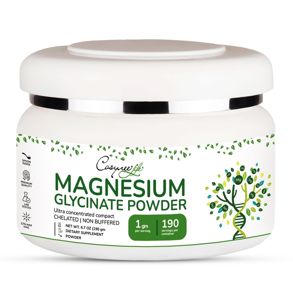 Magnesium Glycinate 220mg High Absorption Magnesium אבקה לשינה, Calm, אבקת Chelated Magneisum bisglycinate Glicinato de Magnesio190 המשרתת את Magnesio 190 המשרתת