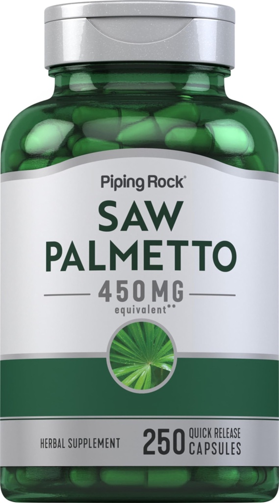 Piping Rock Saw Palmetto for Men and Women | 450 מ"ג | 250 קפסולות | Herb Extractable