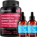 נוזל קולגן ביוטין (2pk) ו Fadogia Tongkat Ali (1pk) תוסף Bundle - ויטמין פוטרנט לשיער, עור, ריחות, לב, אנרגיה ותמיכה טסטוסטרון - Non-GMO, טבעוני
