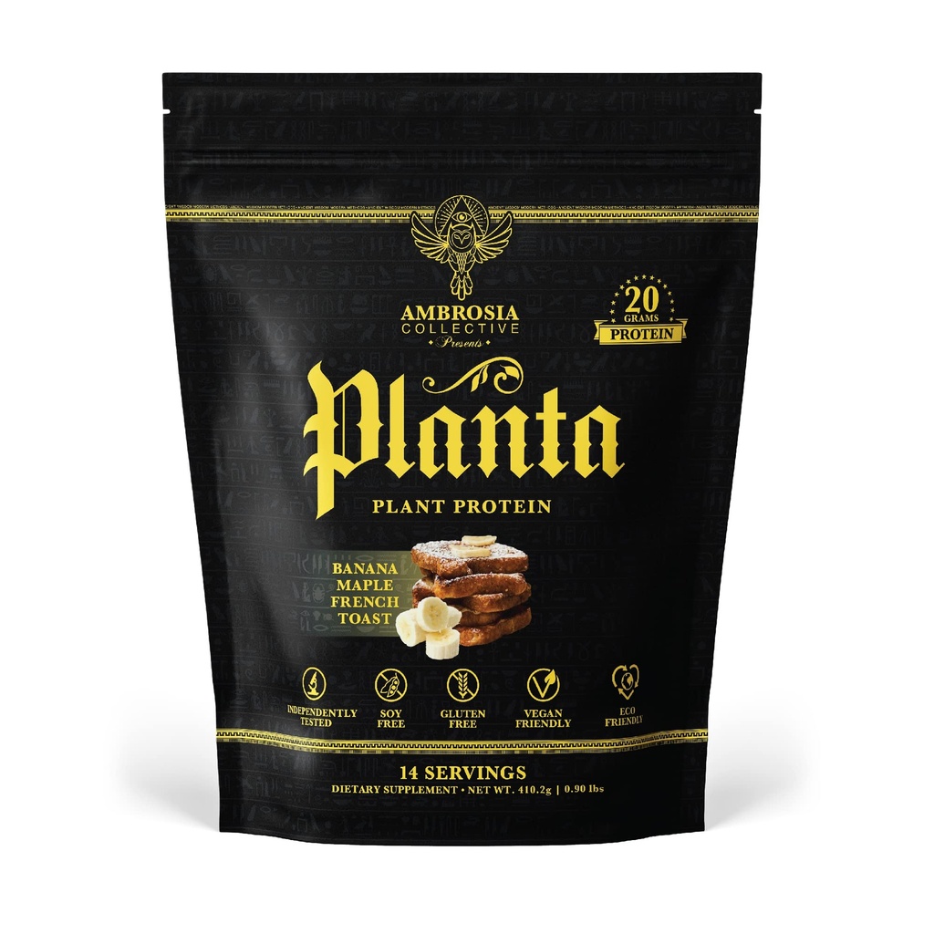 Ambrosia Planta - Premium Plant-מבוסס חלבון | טבעוני & Keto Friendly | Gourmet Flavors with no Bloating or Stomach Upset | No added Sugar | 14שרתים | (Banana Maple)