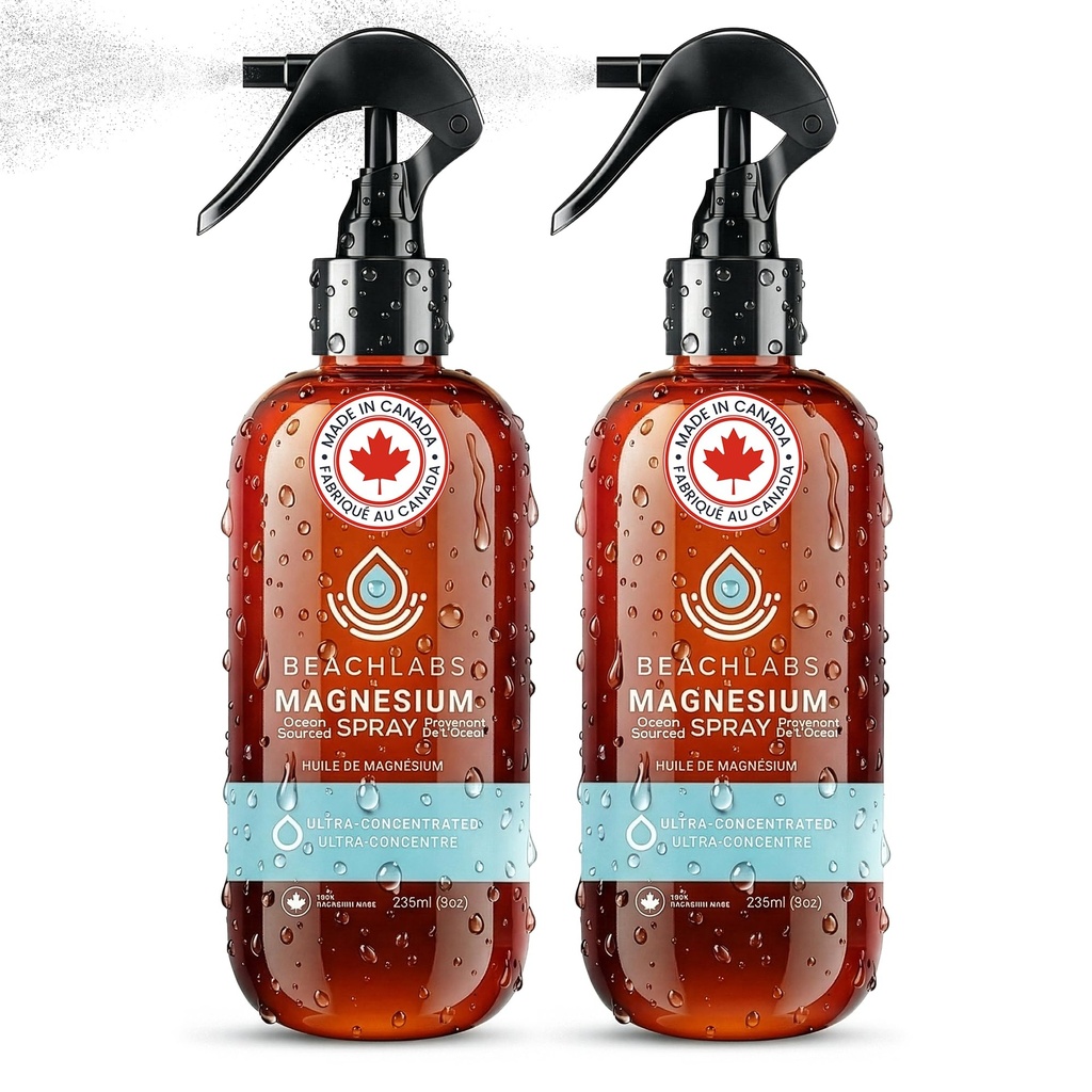 Magnesium Spray (2-Pack) - Ocean Sourced & 100% קנדי Made | Magnesium Spray for Feet and Body | Pure Concentrated Seawater with Synergistic Trace מינרלים for Wellness