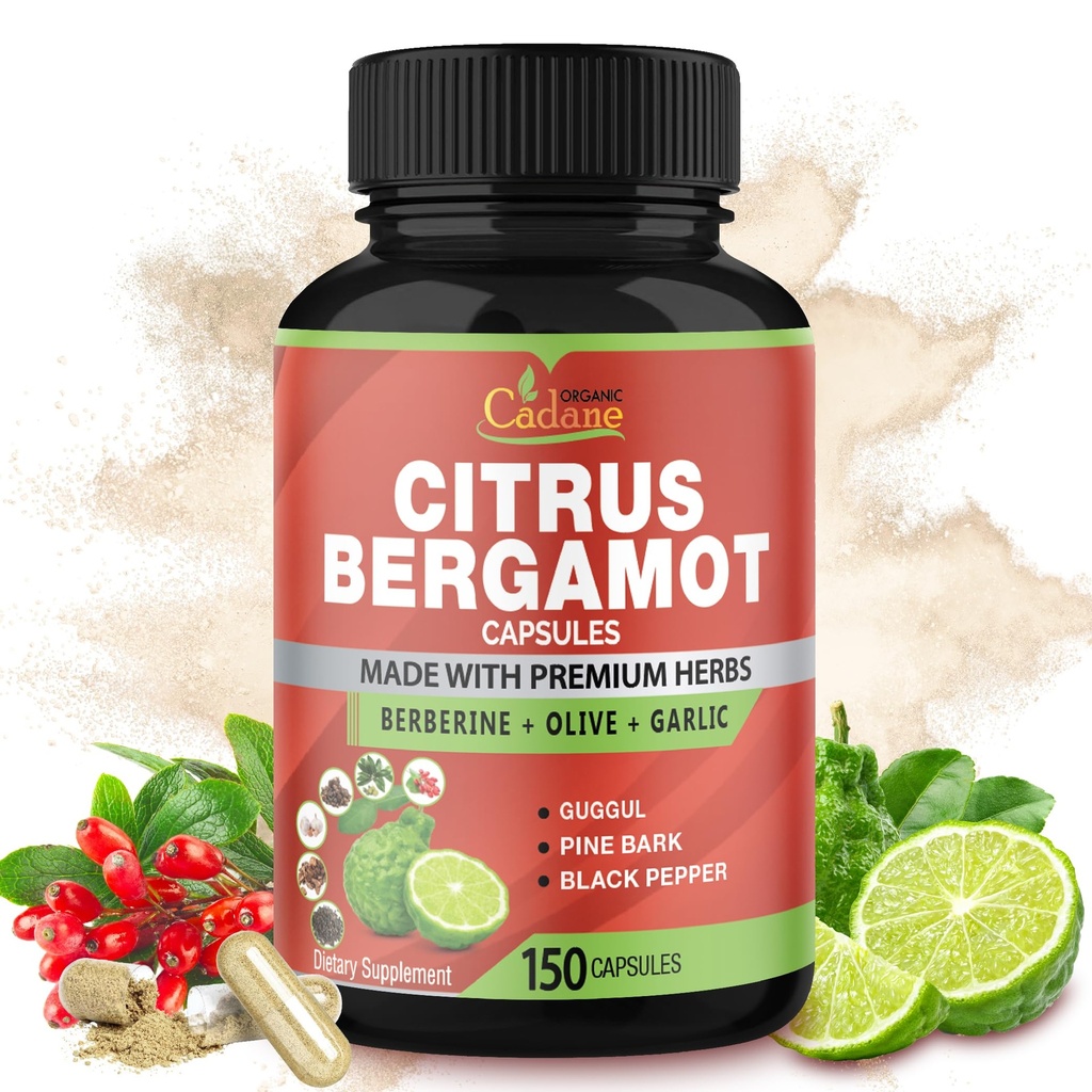 קדיאן Citrus Bergamot תוספת קפסולות עם Berberine, אוליב, Guggul, Garlic, Pine Bark, Black Pepper - 150 Caps במשך 5 חודשים