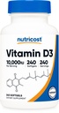 ויטמין D3 10,000 IU, 240 קפסולות Softgel - Potent, non-GMO, Gluten Free ויטמין D