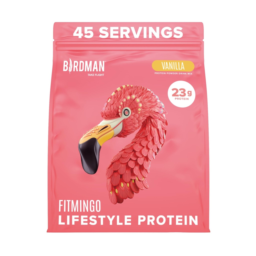 אבקת חלבון טבעוני BIRDMAN Fitmingo עם Inositol, Collagen Boosters, Hyaluronic Acid ווויטמינים | Low Carb, Milk Free, Low Calorie | 23g Plant Based Blueberry אבקת חלבון עם Myo-Inositololololol