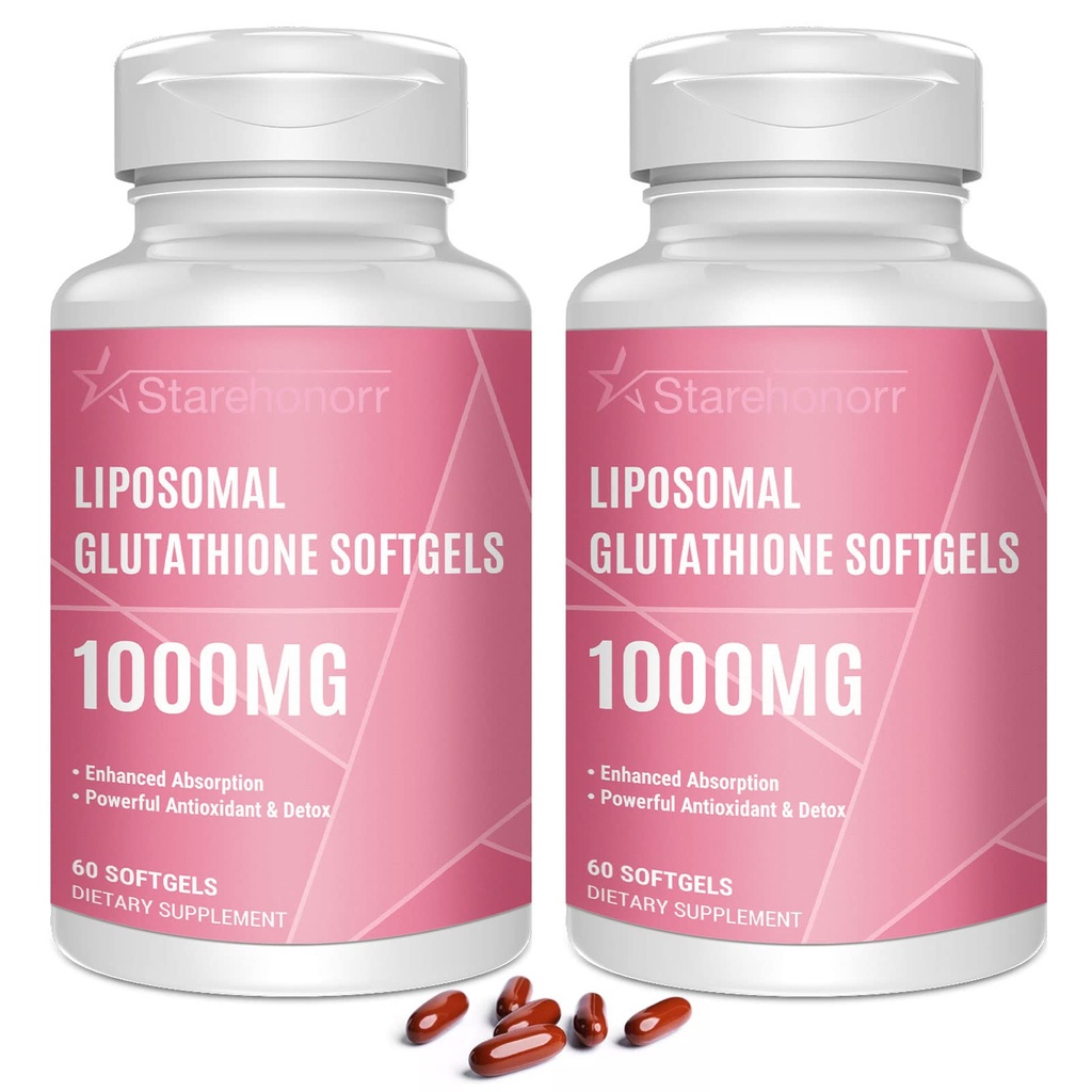 Glutathione Softgels 1500MG, מופחת Glutathione תוספת עם ויטמין C, Better Absorption, non-GMO Powerful Antioxidant for Healthy Aging, Detox, Immune Health, 120 Softgels