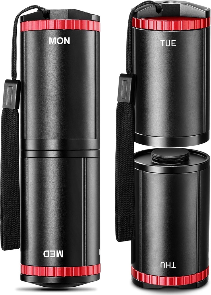 Zannaki Metal Travel Pill מארגנת, Portable EDC Arthritis Friendly Pill Box, Large Pill Container, BPA חינם 7 Day Daily Medicine ארגן הולדר עבור ויטמין, שמן דגים, תוסף שמן,