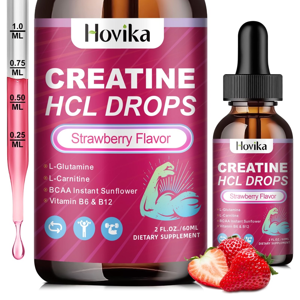 Creatine HCL נוזל טיפות עבור גברים ונשים, Creatine hydrochloride עם L-Carnitine, L-Glutamine, BCAA, ויטמין B12 & B6 עבור צמיחה שרירית, לקדם אנרגיה & Recovery-Vegan, Strawberry פלמור, 2 Fl Ozz, 2 Fl Oz Ozz, B12 & B6 עבור צמיחה שרירים, לקדם אנרגיה & Recovery-Vegan, לקדם אנרגיה & Recovery-Vegan, Strawberry, Strawberry פלמור, 2 Fl Oz