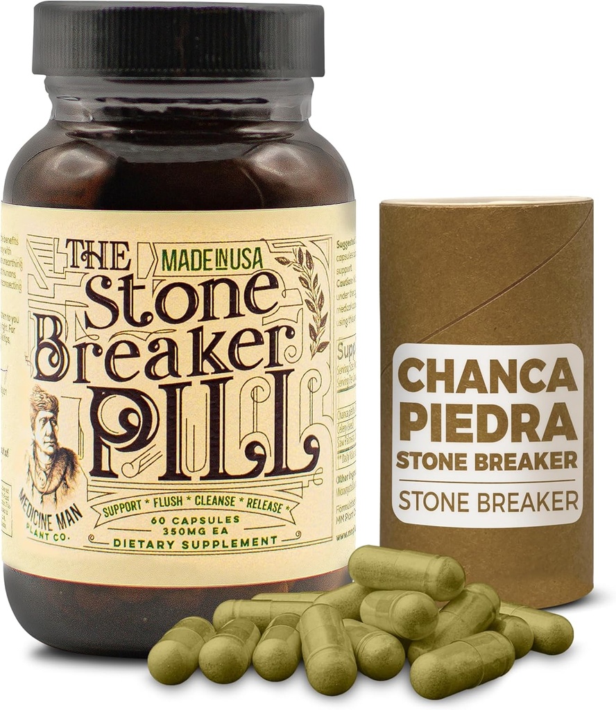 The Stone Breaker Pill 60 קפסולות - Gallbladder and Kidney Supplements with Chanca Piedra, Celery Seeds, and Saw Palmetto - Herbal and Organic Gallbladder and Kidney Stone Breaker for Kidney Stones Stones