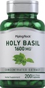 Piping Rock Holy בזיל קפסולות | 1600 מ"ג | 200 גלולות | Herb Leaf לחלץ | תוספת לנשים וגברים | Ocimum Tenuiflorum