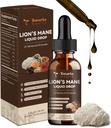 Lions Mane תוסף - Organic Lion's Mane Mushroom תוסף אבקת טיפות נוזליות נוזליות - Brain Support Immune Memory Focus Non-GMO, Gluten-Free, Vegan Natural Tincture Superfood