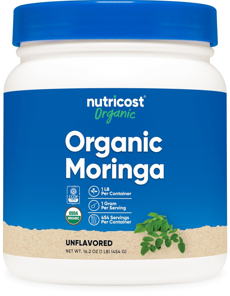 אבקת המורינגה האורגנית של מזון צמחית 1LB (16oz) - Gluten Free, Non-GMO, Vegetarian Friendly