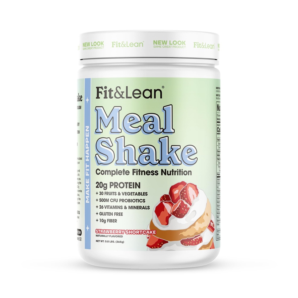 Fit & Lean Meal Shake, שומן Burning Meal החלפת, חלבונים, סיבים, פרוביוטיקה, סטרוברי קצר עוגות, 0.8 lbs (365 גרם), 10 לשרת Per Container