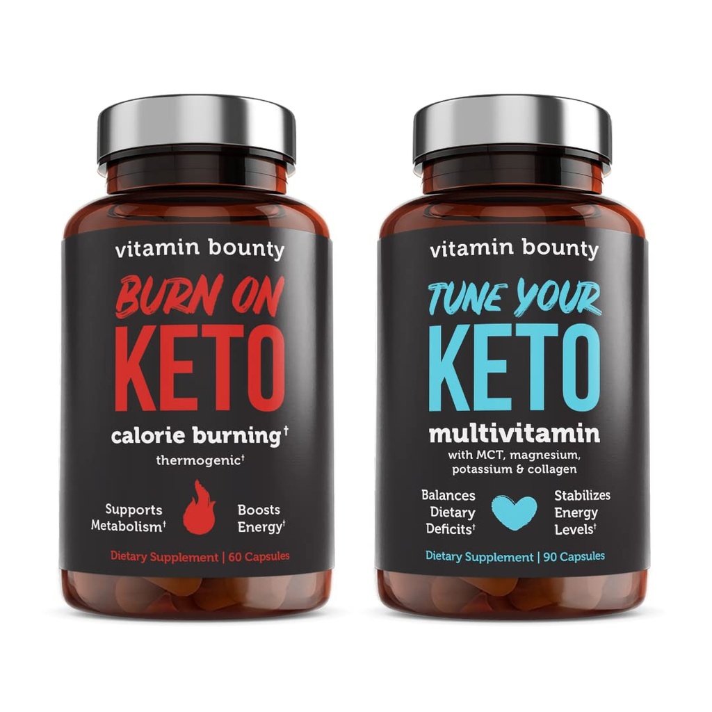 ויטמין Bounty Tune Your Keto ו Burn על Keto Bundle - Keto Multivitamin, Calorie Burning for Women and Men, Premium Raspberry Ketones, תמיכה באנרגיה - Bundle 60 קפסולה כל אחת