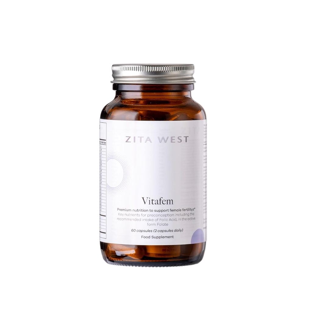 Zita West Vitafem Premium פריון עבור נשים - ויטמינים טרום לידתי עם Folate עבור תמיכה Previewion - 60 קפסולות (1 חודש אספקה)