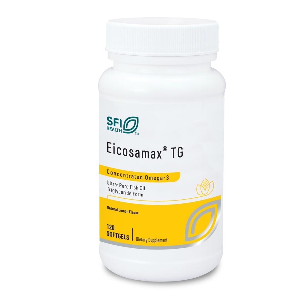 Klaire Labs SFI Health Eicosamax TG Fish Pills עם EPA / DHA - אומגה 3 חומצות שומן לתמוך בתפקוד המוח והלב - לימון טבעי פלמור כדי לעזור להפחית דגים או לאחרט (120 Softgels)