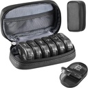 Serfeymi Travel Pill מארגנת 2 Times A Day AM PM שדרג את Black Pill Box 7 Day עם Portable Zipper PU PU PU PU PU PU PU PU PU גלולות, ויטמינים, שמן דגים - שחור 01
