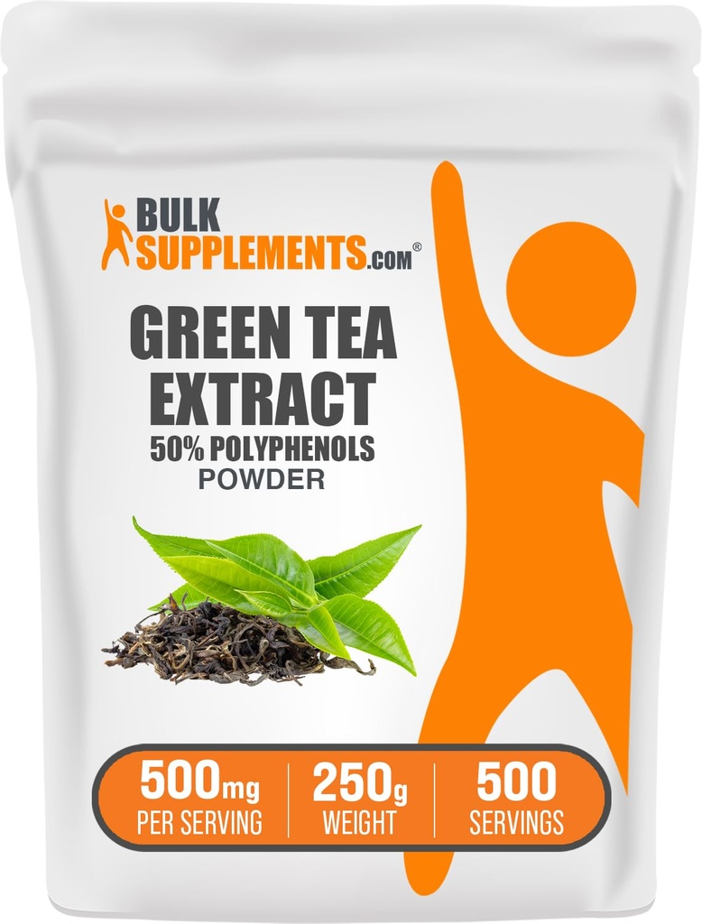 BulkSupplements.comgreen Tea Extraction - 50% Polyphenols תוסף EGCG - Gluten Free, 500 מ"ג עבור שירות, 250g (Pack of 1)