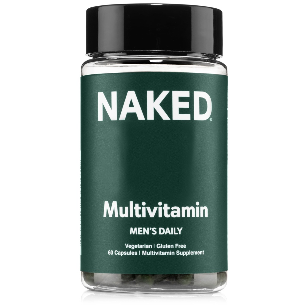 Naked Men's Multi - Daily Multivitamin for Men - A, C, E, Selenium, Zinc, פירות ו Super Green Extracts ועוד כדי להגביר את תמיכת Immune - Gluten-Free ו- Vegetarian Dailys - 60 קפסולות