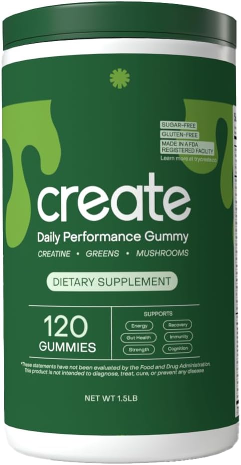 צור מדי יום חניכיים - Creatine Monohydrate חניכיים עבור גברים ונשים - Boost Energy, Immunity & Power, טבעוני, Gluten-Free, 4g Creatine +5g סיבים לשרת (120 ctmies, 30 משרתים)