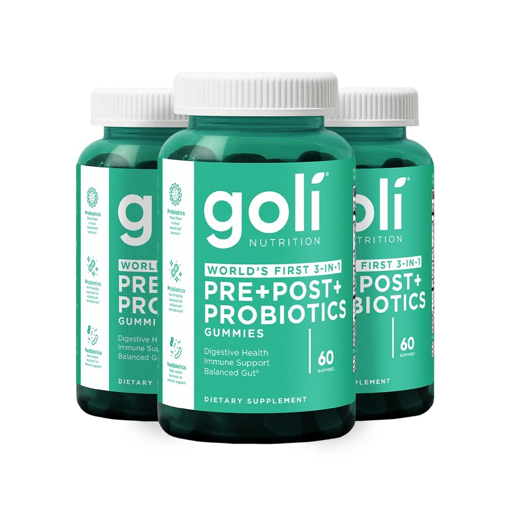 Goli Nutritional תוסף, Pre+Post+Probiotics Gummy - 180 הרוזן - הראשון בעולם 3-in-1 Gluten-Free, טבעוני, non-GMO, ו- Gelatin-Free.